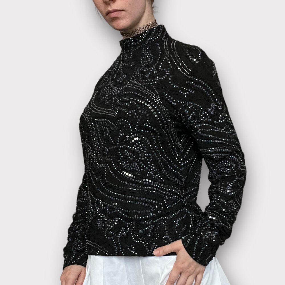 Stunning vintage fully beaded high neck long sleeve shirt by Jeans Votre Nom